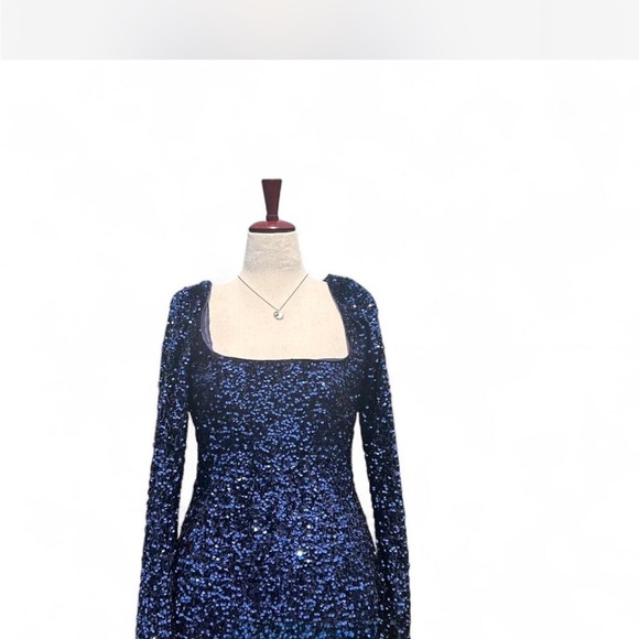 NWOT Princess Polly Vinelle Sparkling Navy Blue Long Sleeve Dress - Picture 3 of 10